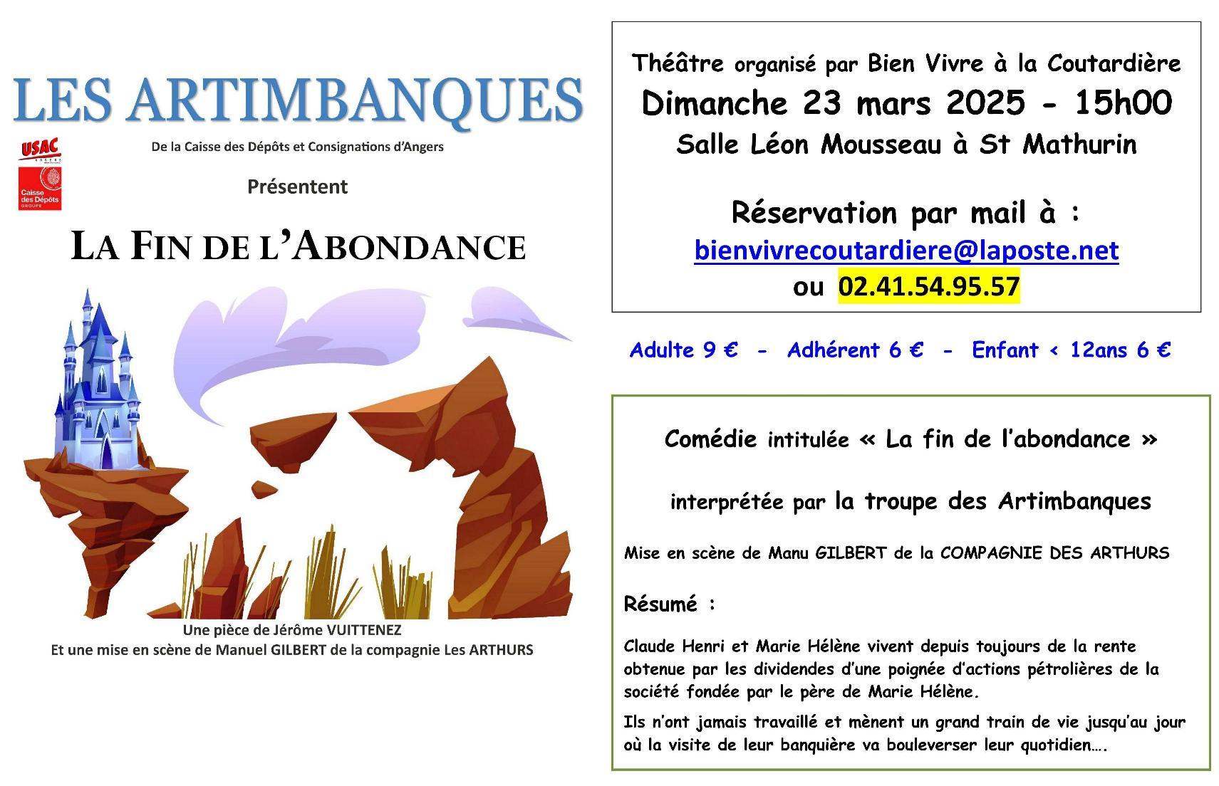 Affiche et flyers pour site et annonces theatre bvc 2025 la fin de l abondance